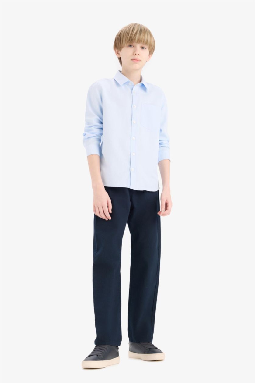 Young Boys - Teen Boys NAVY Boy Straight Leg Basic Gabardine Trousers