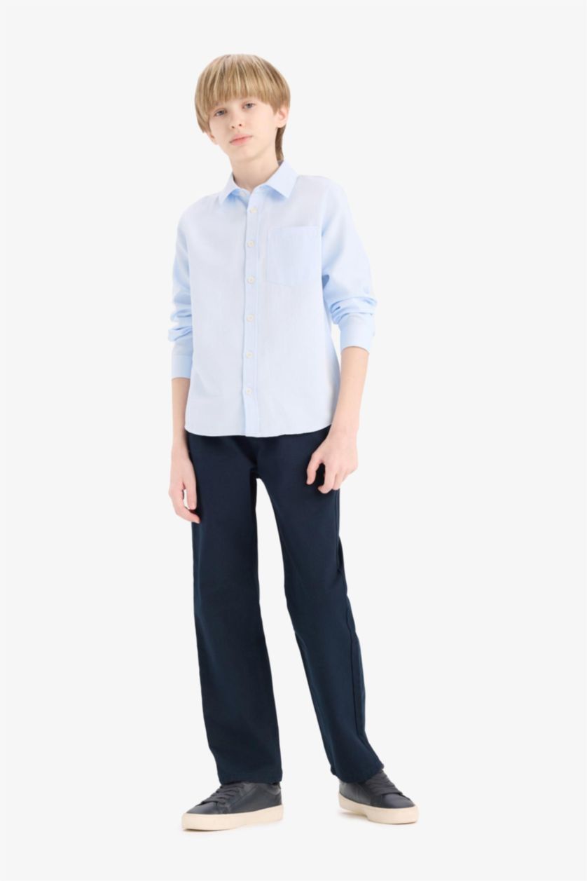 Erkek Çocuk - Genç Erkek Lacivert Düz Paça Basic Düz Gabardin Pantolon Erkek Çocuk