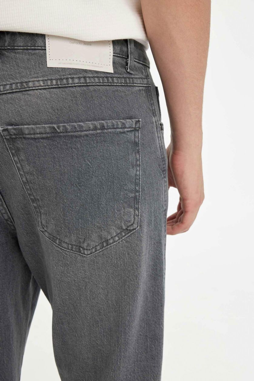 رجال رمادي سروال جينز سليم قصير فيت برجل ضيقة