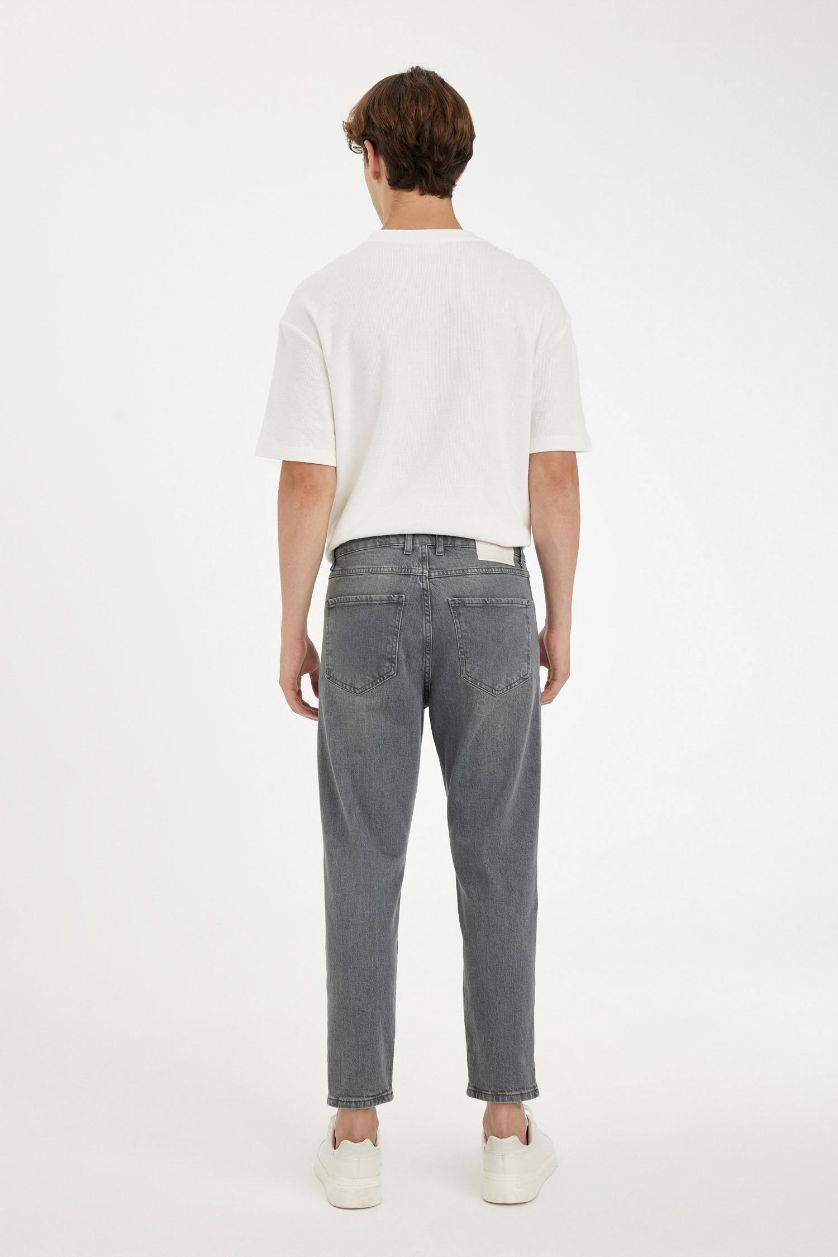 رجال رمادي سروال جينز سليم قصير فيت برجل ضيقة