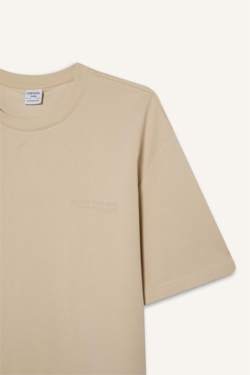 رجالي اللون الحجري تيشيرت نص كم تقيل اوفر سايز مطبوع