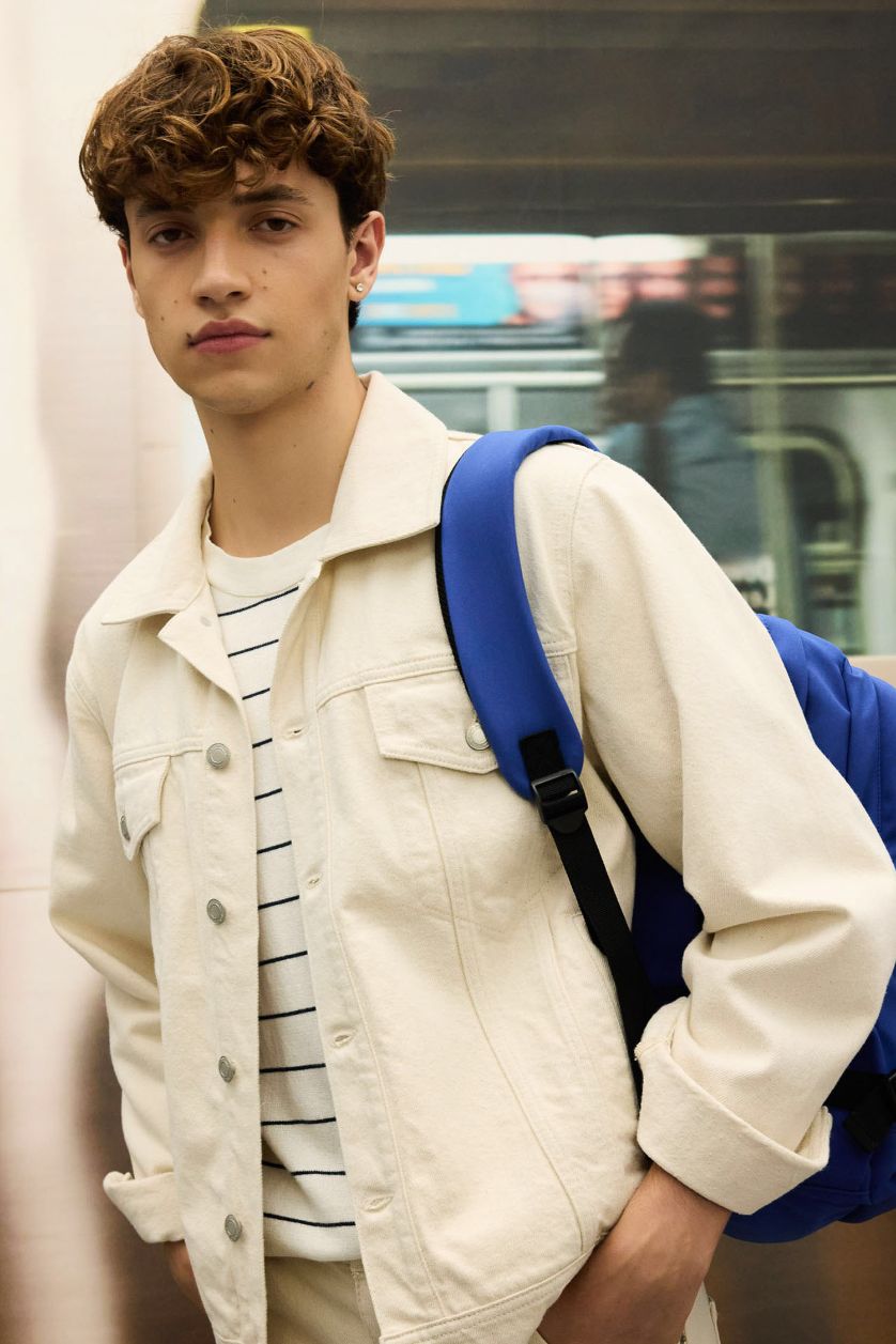 Erkek Kum %100 Pamuk Düğmeli Cepli Denim Ceket