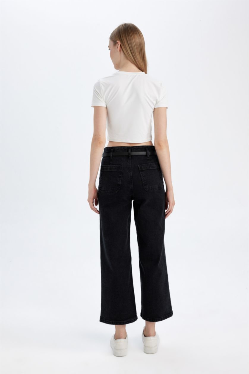 WOMAN Black High Waist Culotte Fit Trousers