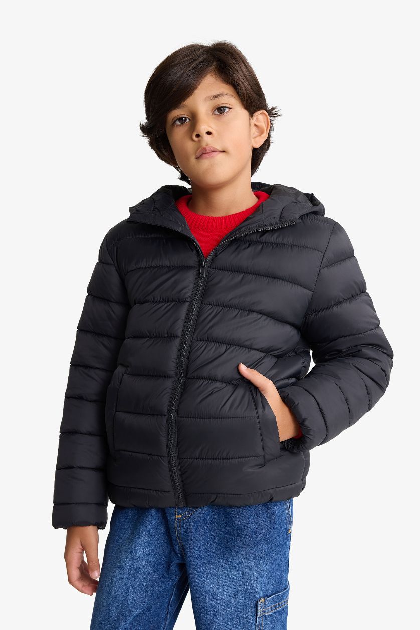 BOYS & TEENS Black Boy Waterproof Hooded Jacket