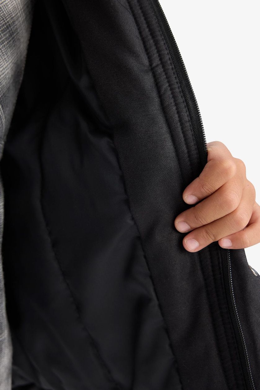 Erkek Çocuk - Genç Erkek Siyah Polo Yaka Çıtçıtlı Mont Erkek Çocuk