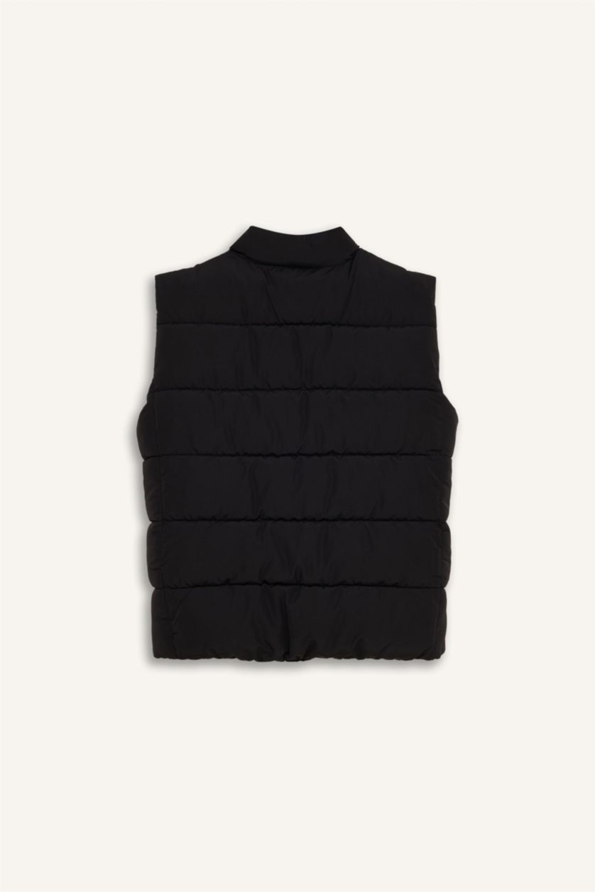 BOYS & TEENS Black Boy Waterproof Zippered Stand Collar Vest