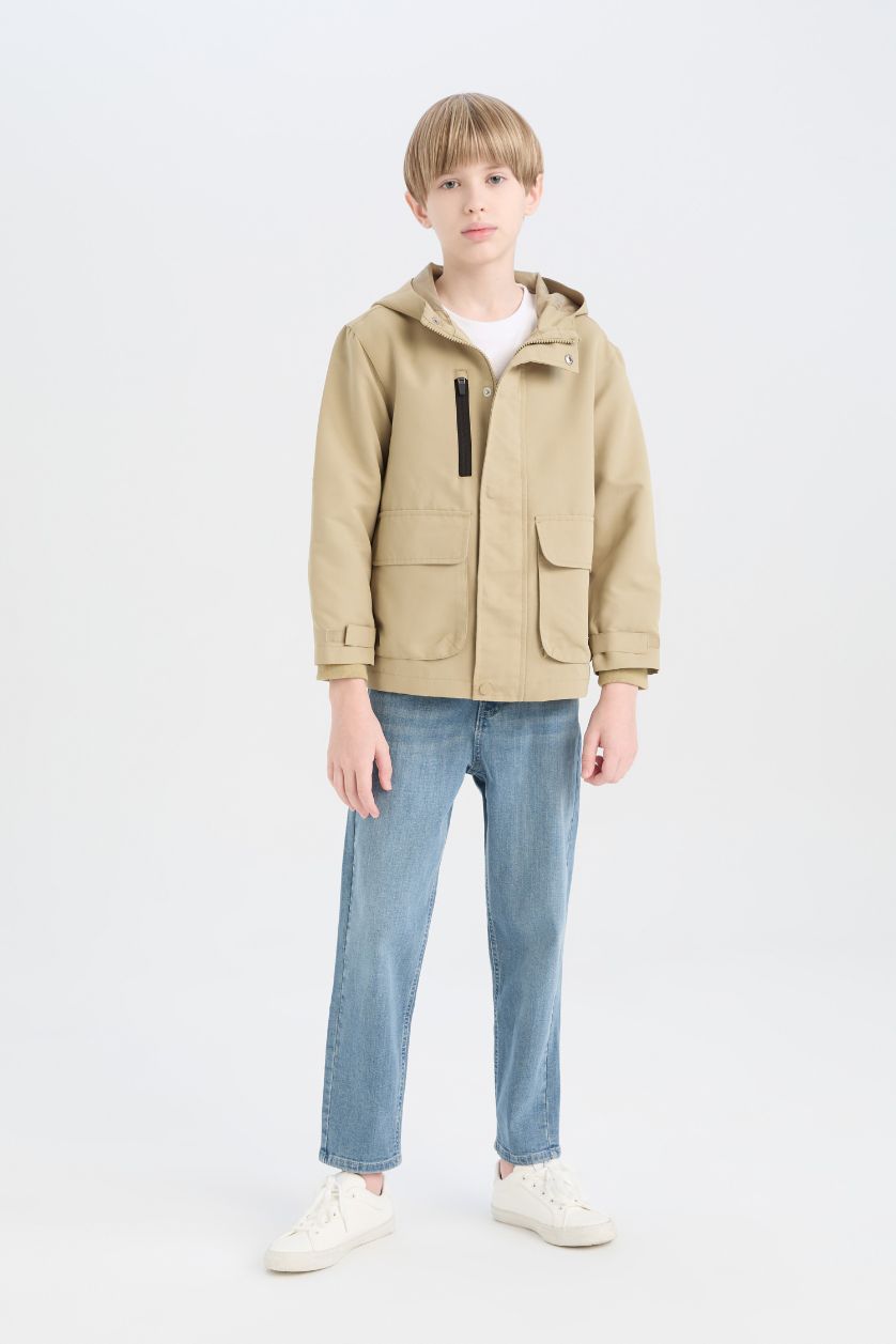 أولادي كاكي فاتح جاكيت مطر اولادي كاكي فاتح وتر بروف بكابيشون