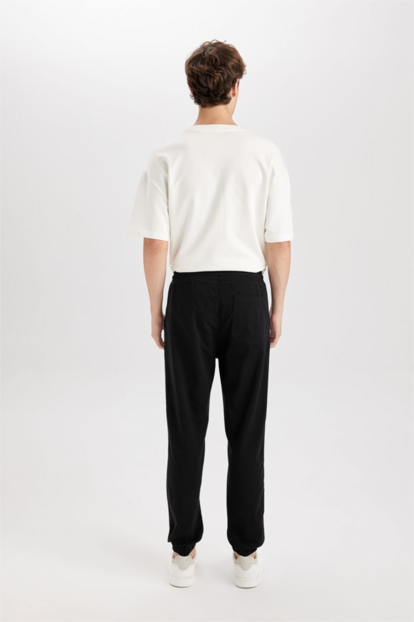 HOMME Noir Pantalon Jogging en Gabardine Régulier