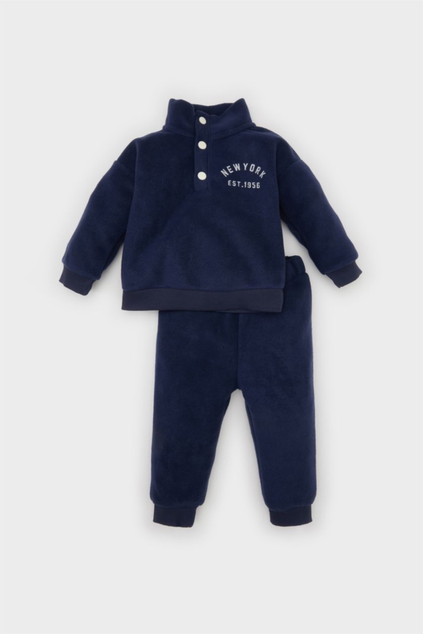 BÉBÉ GARÇON Marin Ensemble de Sweat-shirt imprimé à boutons et Sweatpants pour Garçon