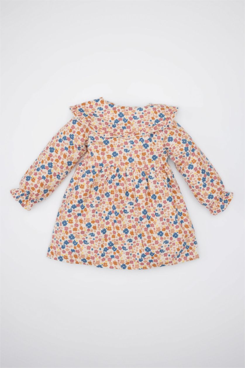 BABY GIRL Light Stone Baby Girl Long Sleeve Ruffle Floral Dress