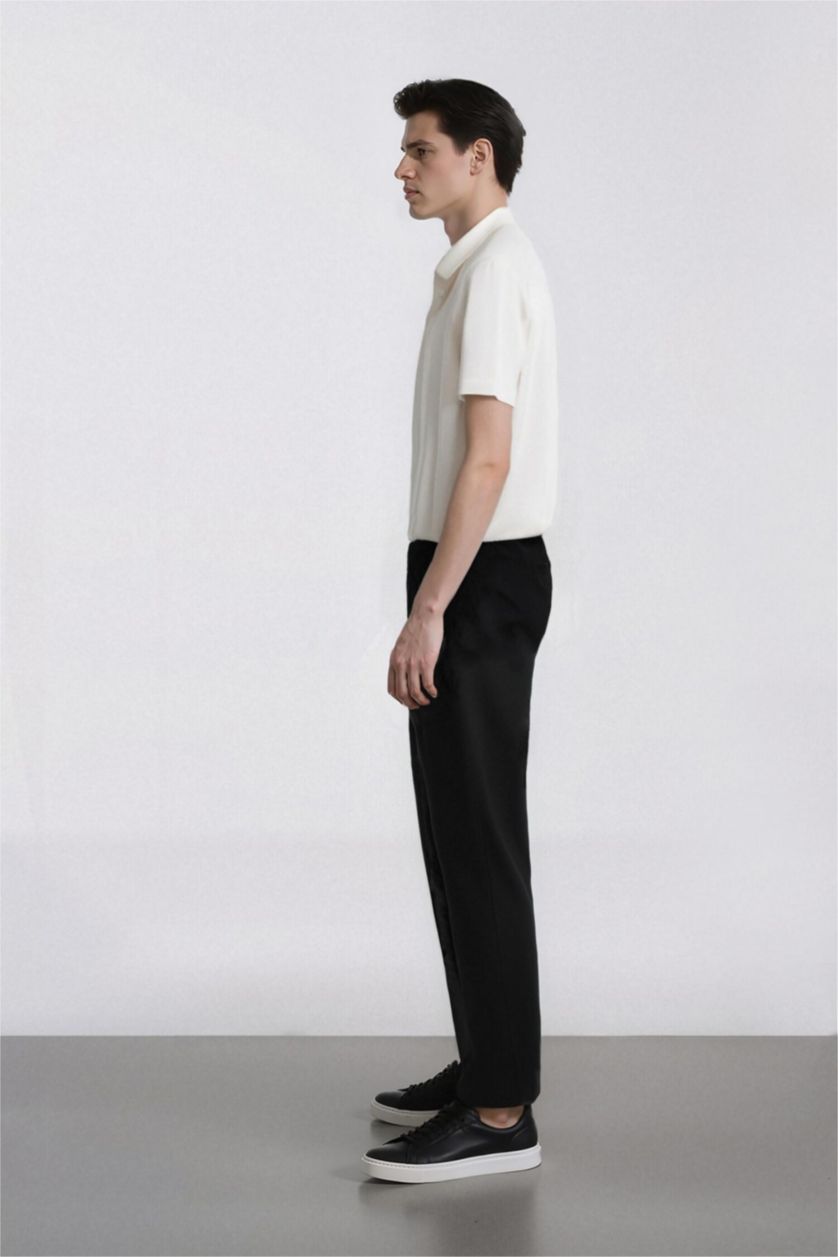 Erkek Siyah Yazlık Jogger Pantolon Beli Bağcıklı Cepli