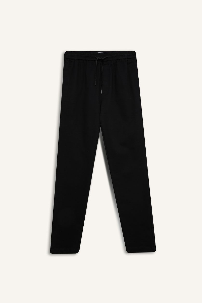 Erkek Siyah Yazlık Jogger Pantolon Beli Bağcıklı Cepli
