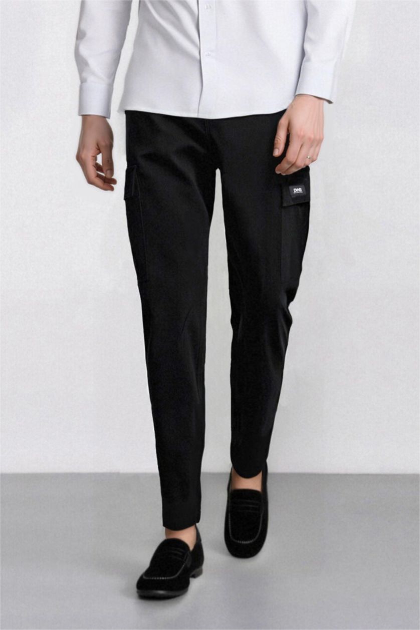 Мужчины Черный Летние брюки с прямыми штанинами и карманами, Relax Fit