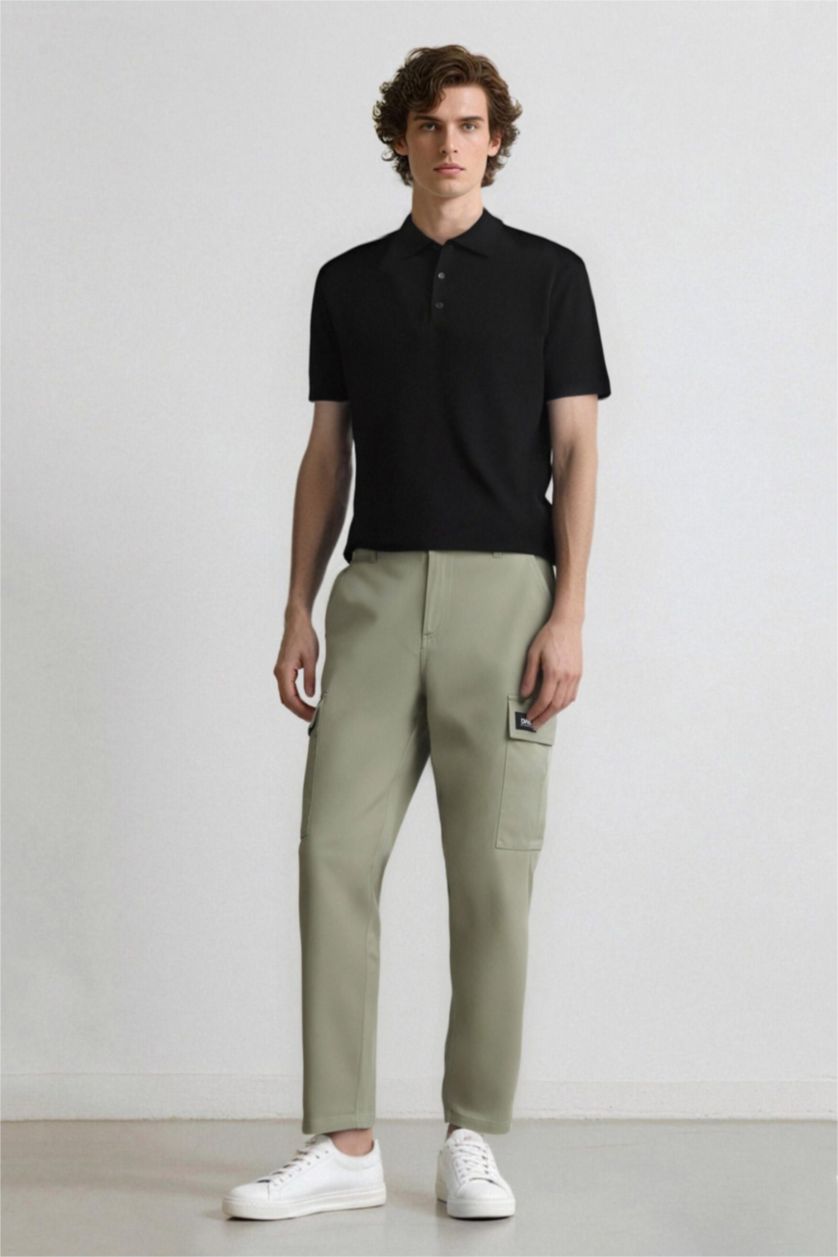 Erkek Açık Haki Relax Fit Rahat Kesim Yazlık Pantolon Kargo Cepli Düz Paça