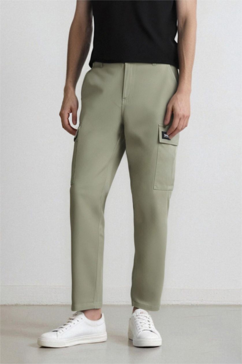 Erkek Açık Haki Relax Fit Rahat Kesim Yazlık Pantolon Kargo Cepli Düz Paça