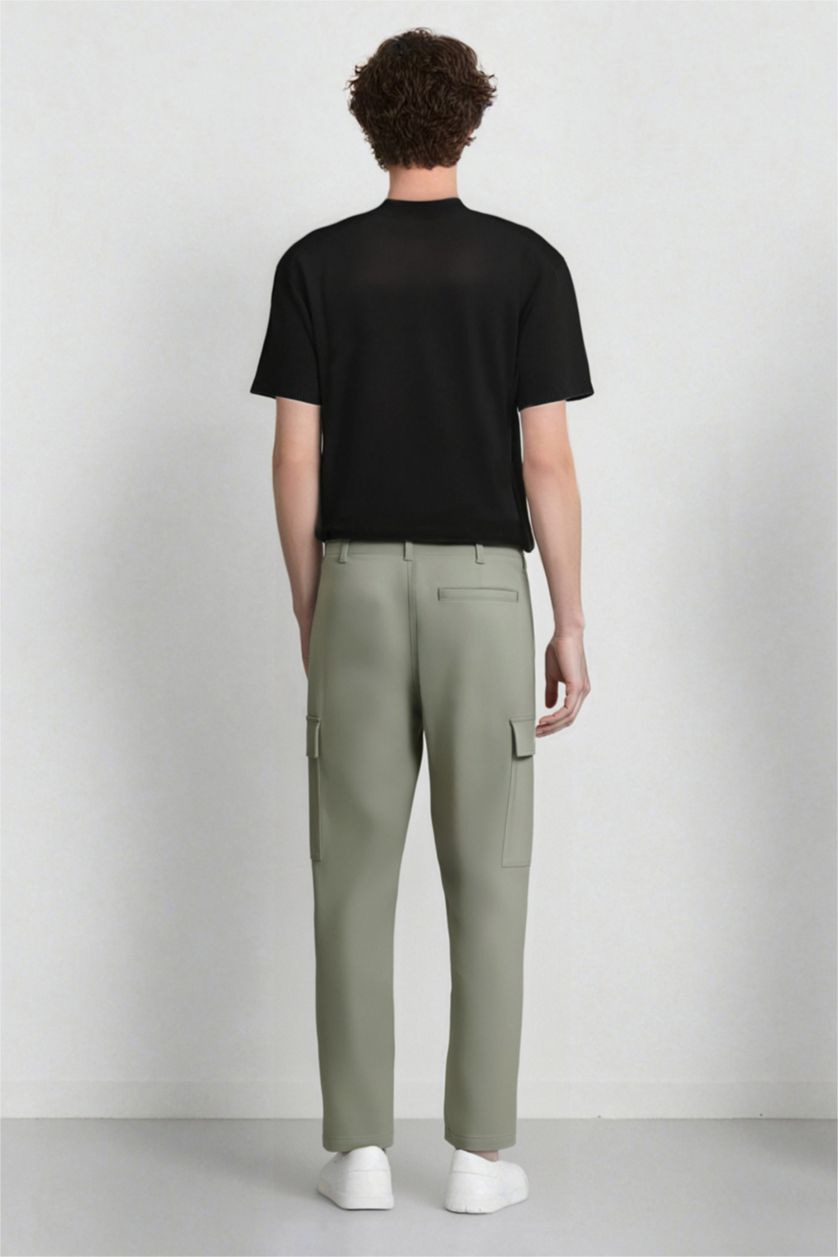 Erkek Açık Haki Relax Fit Rahat Kesim Yazlık Pantolon Kargo Cepli Düz Paça