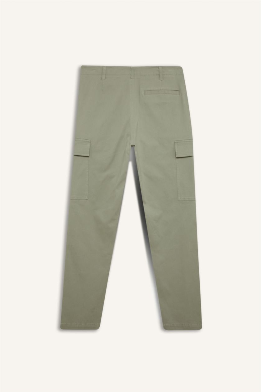 Erkek Açık Haki Relax Fit Rahat Kesim Yazlık Pantolon Kargo Cepli Düz Paça