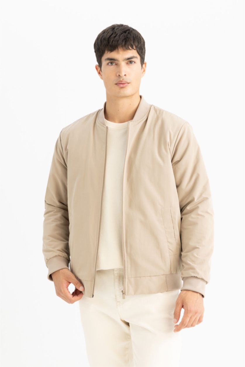 Erkek Kum Su İtici Regular Fit Bomber Kolej Yaka Fermuarlı Çift Cepli Mevsimlik Hafif Mont