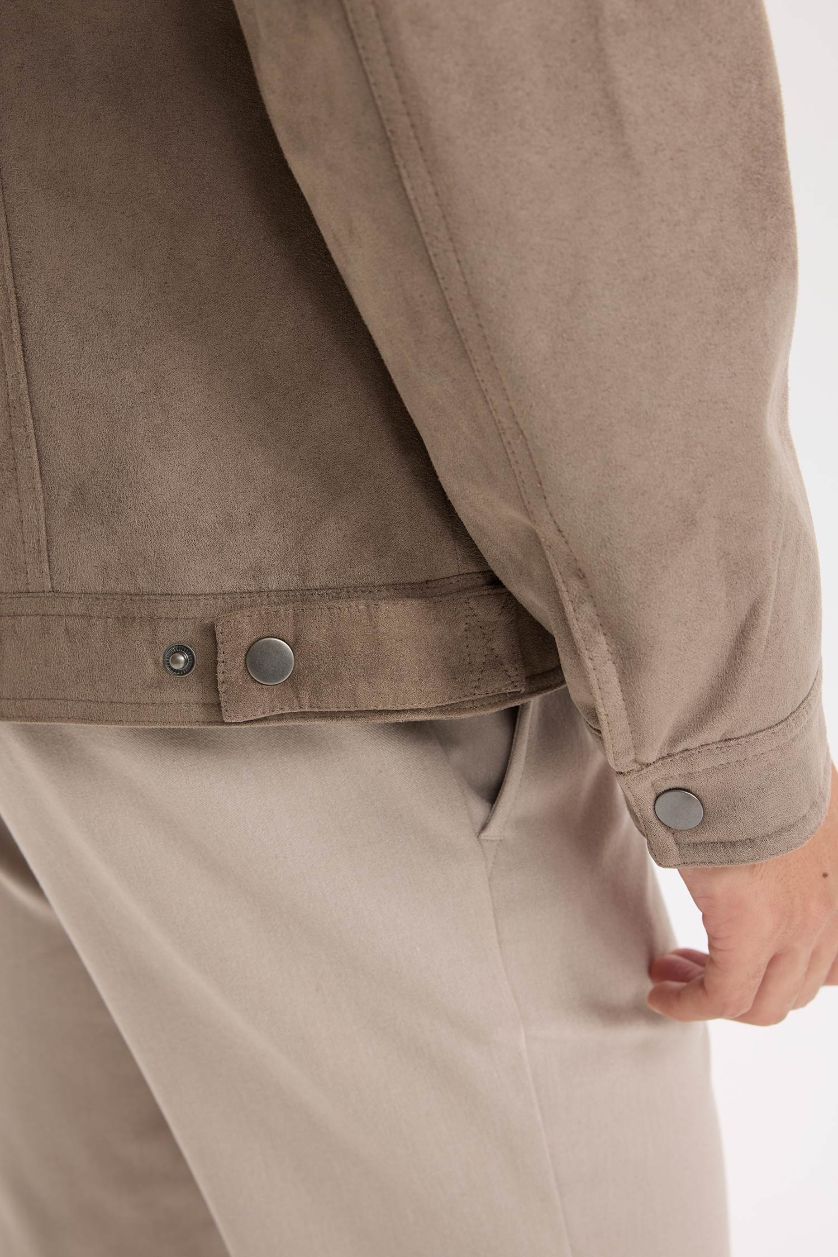 رجالي فيزوني جاكيت سليم فيت بياقة عالية و سحاب