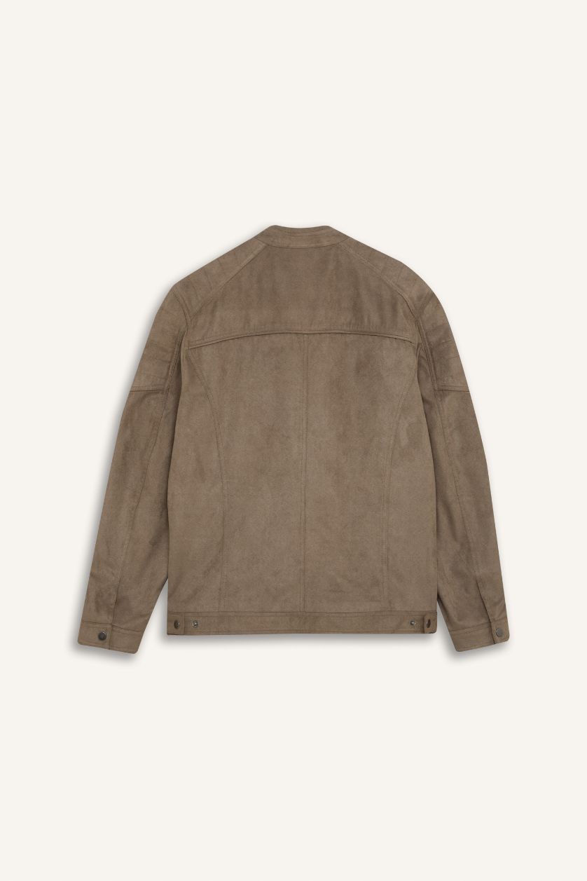 رجالي فيزوني جاكيت سليم فيت بياقة عالية و سحاب