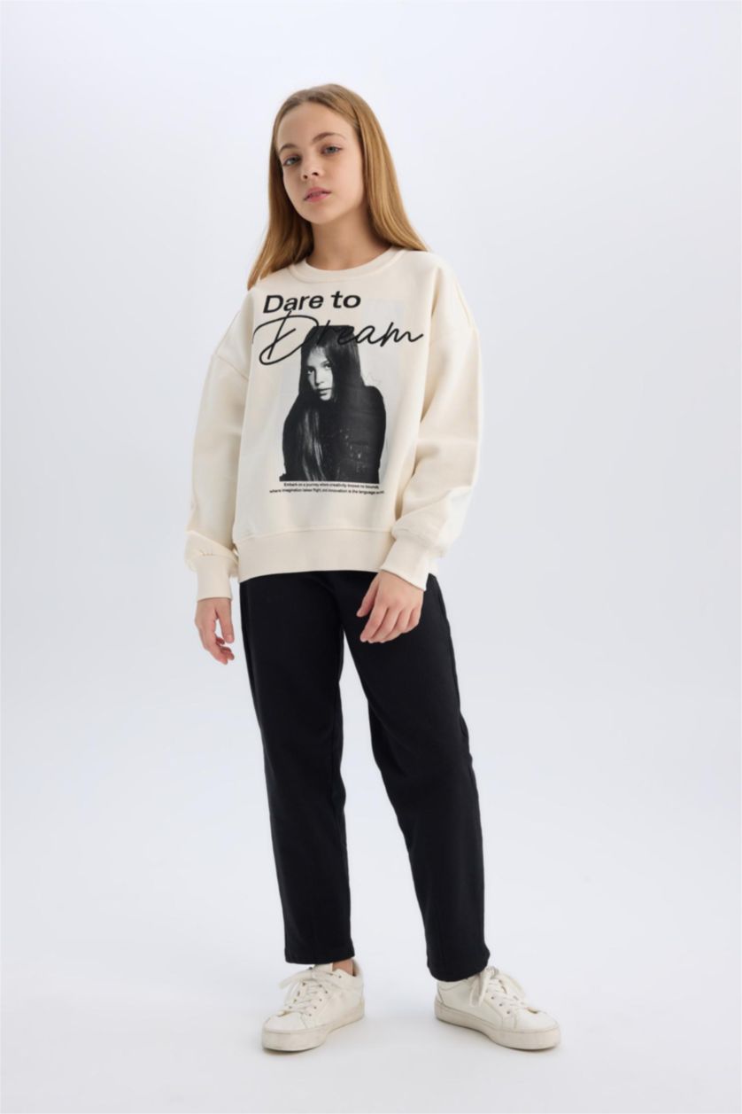 بنات أسود سروال اسود بناتي قصة مستقيمة برجل عادي وخصر مطاطي