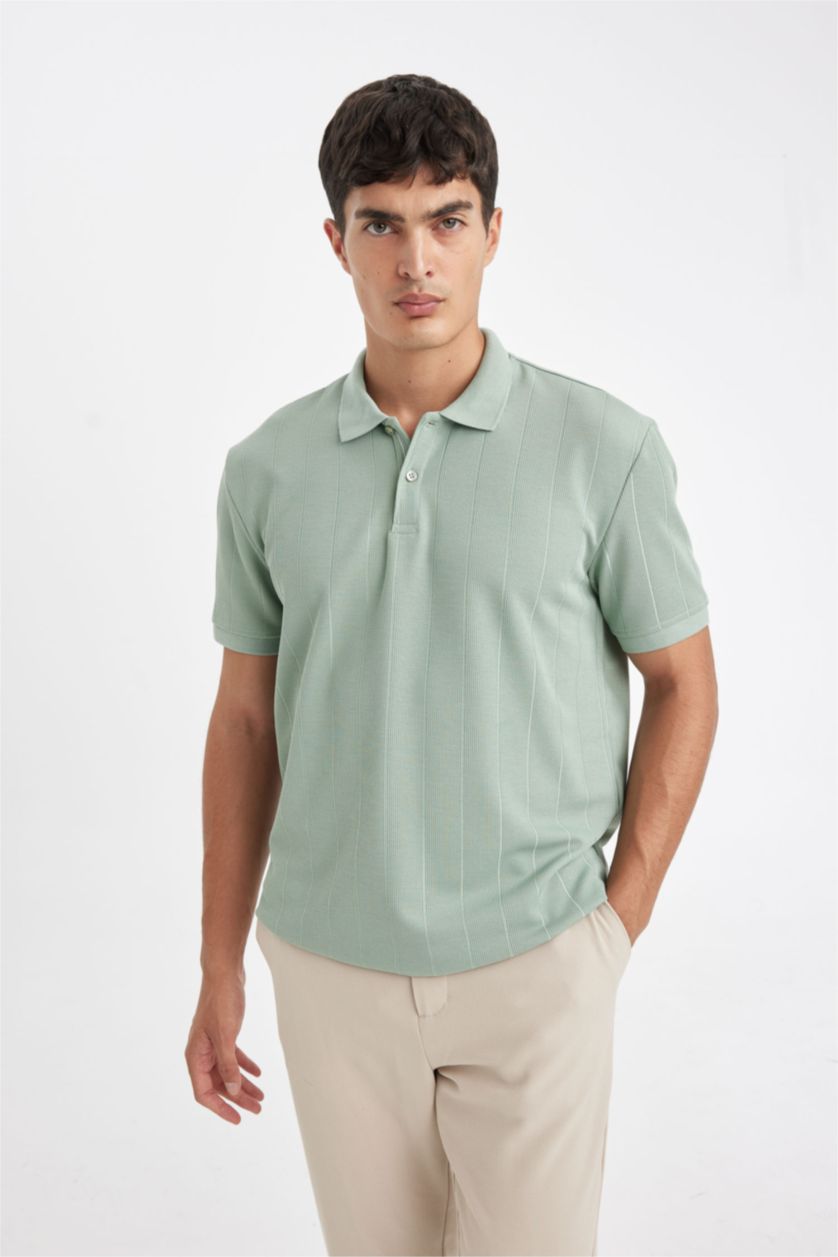 Erkek Açık Yeşil New Regular Fit Polo Yaka Kısa Kollu Tişört