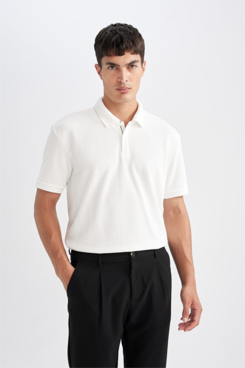 HOMME Blanc Polo à manches courtes Nouvelle coupe régulière
