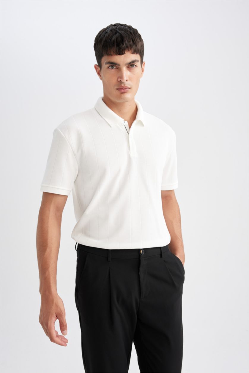 HOMME Blanc Polo à manches courtes Nouvelle coupe régulière