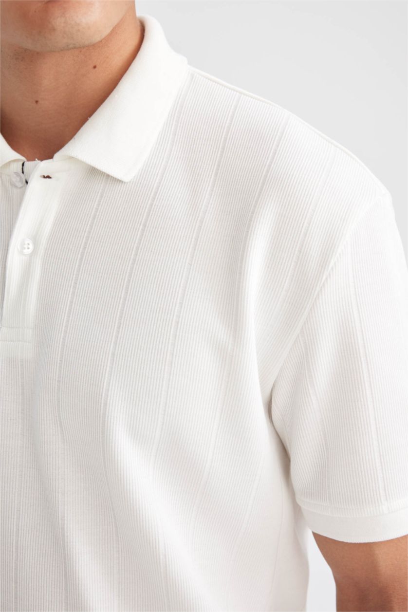 HOMME Blanc Polo à manches courtes Nouvelle coupe régulière