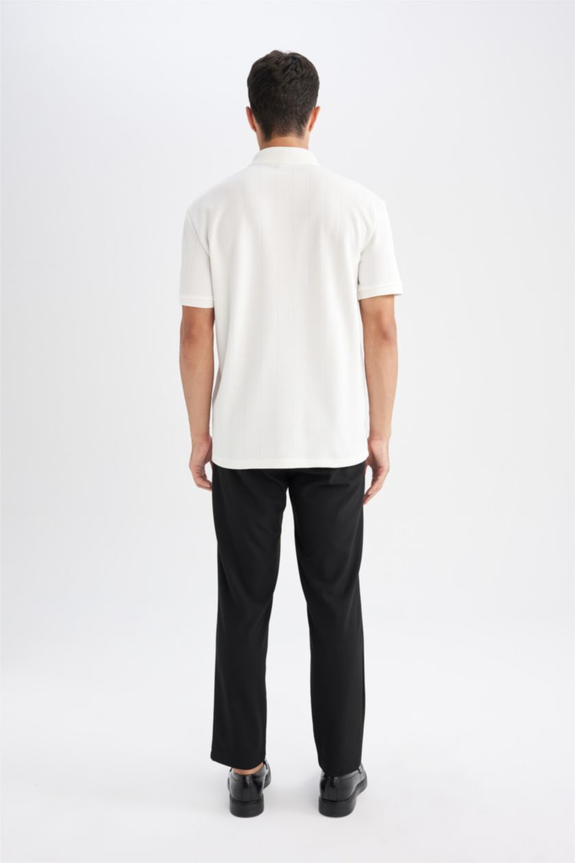 HOMME Blanc Polo à manches courtes Nouvelle coupe régulière