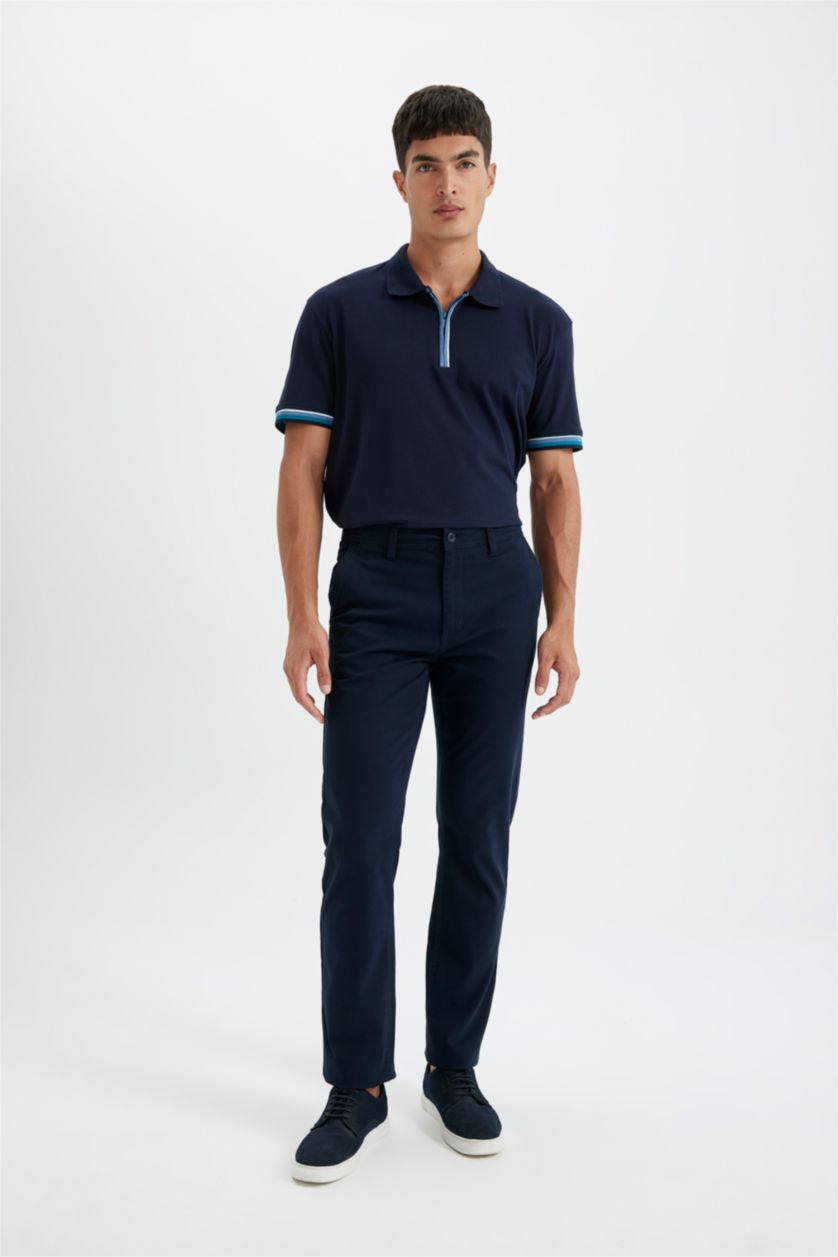 Erkek Lacivert New Regular Fit Polo Yaka Kısa Kollu Tişört