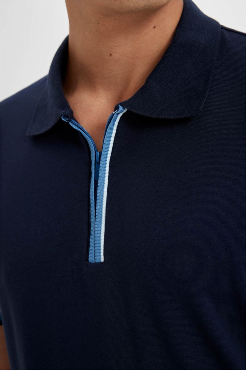 Erkek Lacivert New Regular Fit Polo Yaka Kısa Kollu Tişört