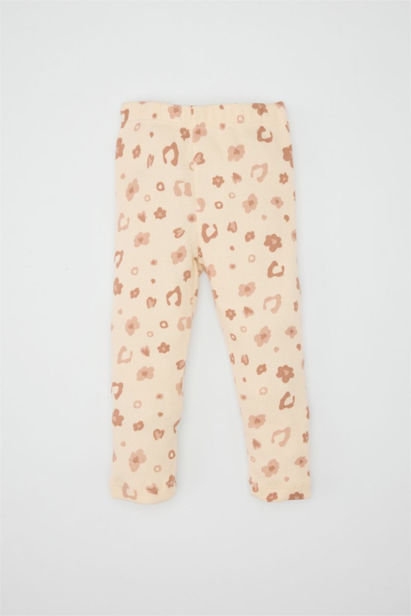 Kız Bebek Kum Kız Bebek 2'li Takım Baskılı Uzun Kollu Tişört Leopar Desenli Alt