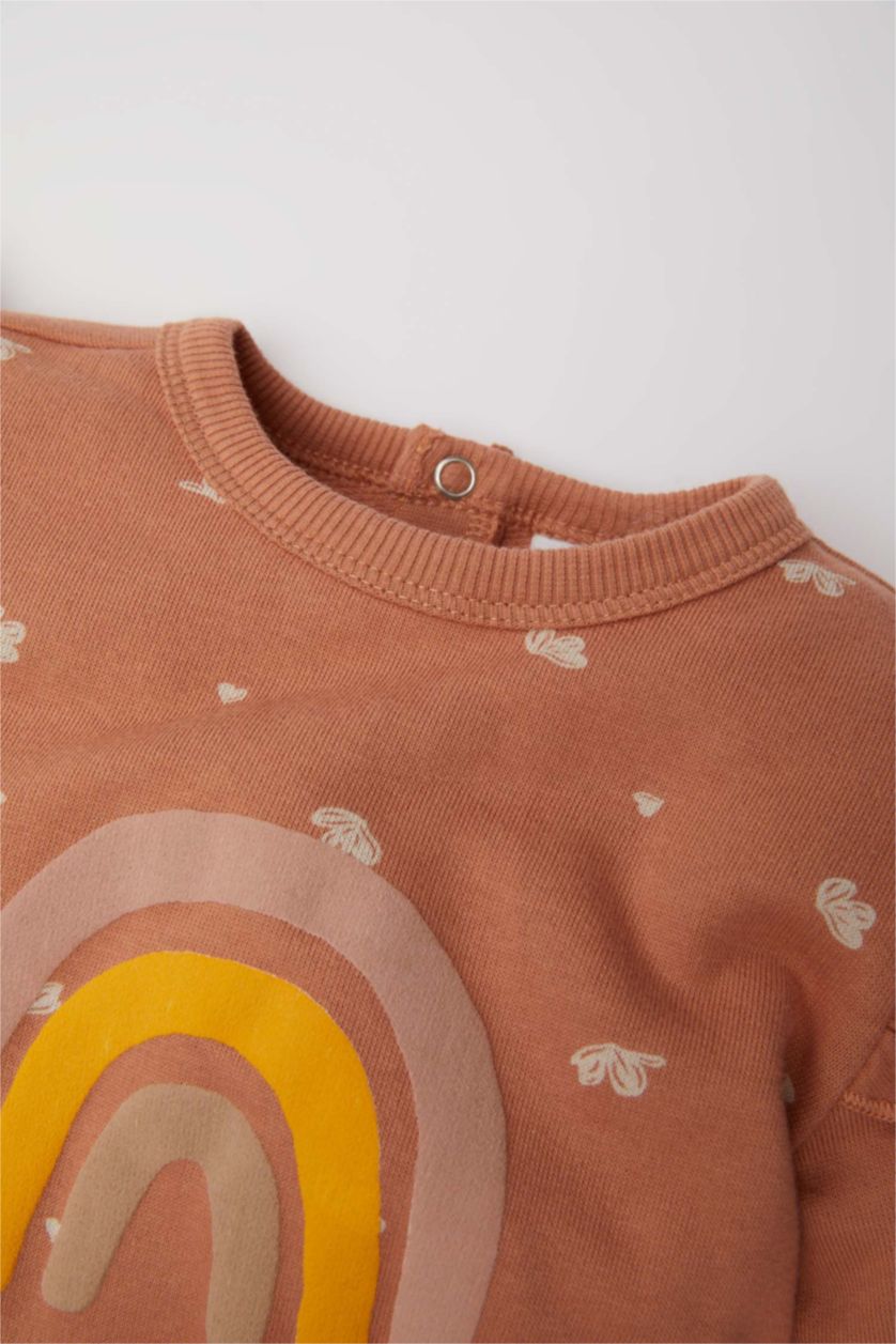 BABY GIRL Light Brown Baby Girl Newborn Printed Thick Jumpsuit