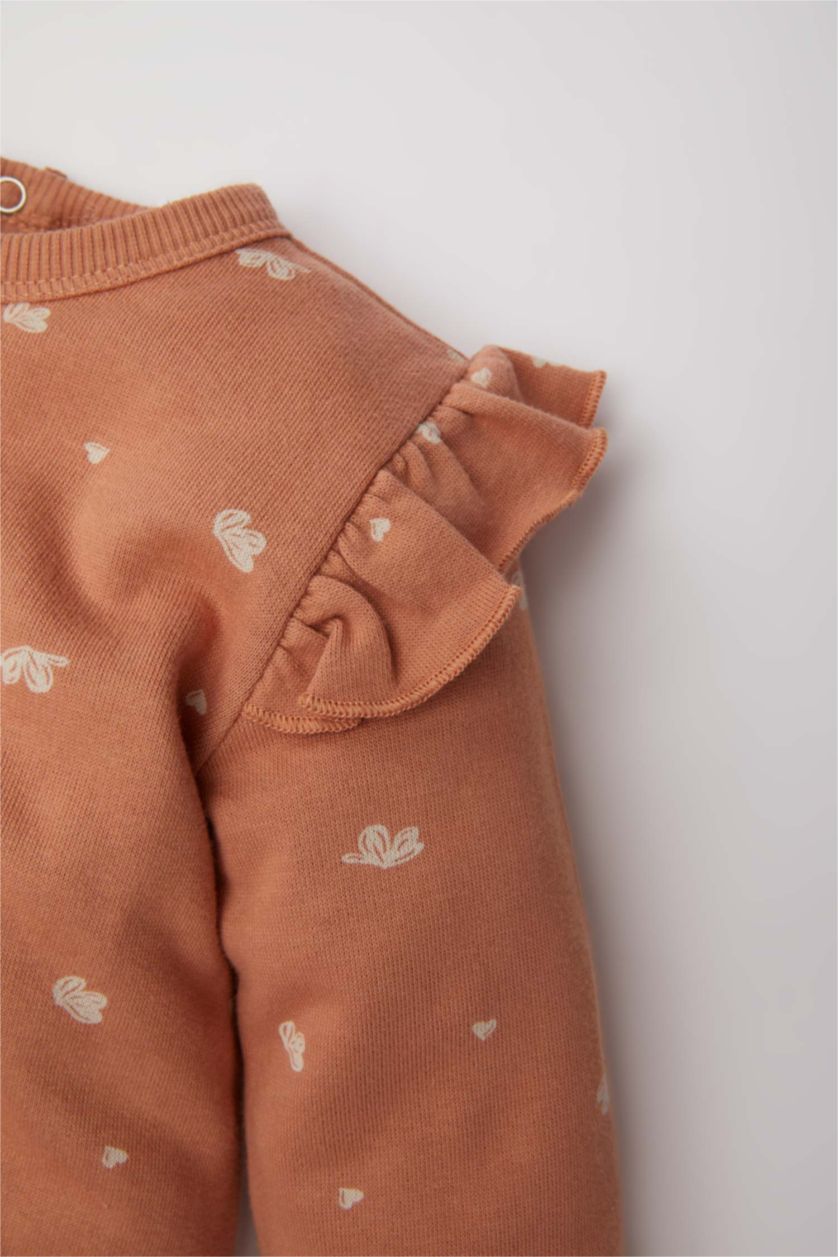 BABY GIRL Light Brown Baby Girl Newborn Printed Thick Jumpsuit