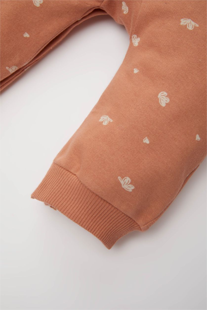 BABY GIRL Light Brown Baby Girl Newborn Printed Thick Jumpsuit