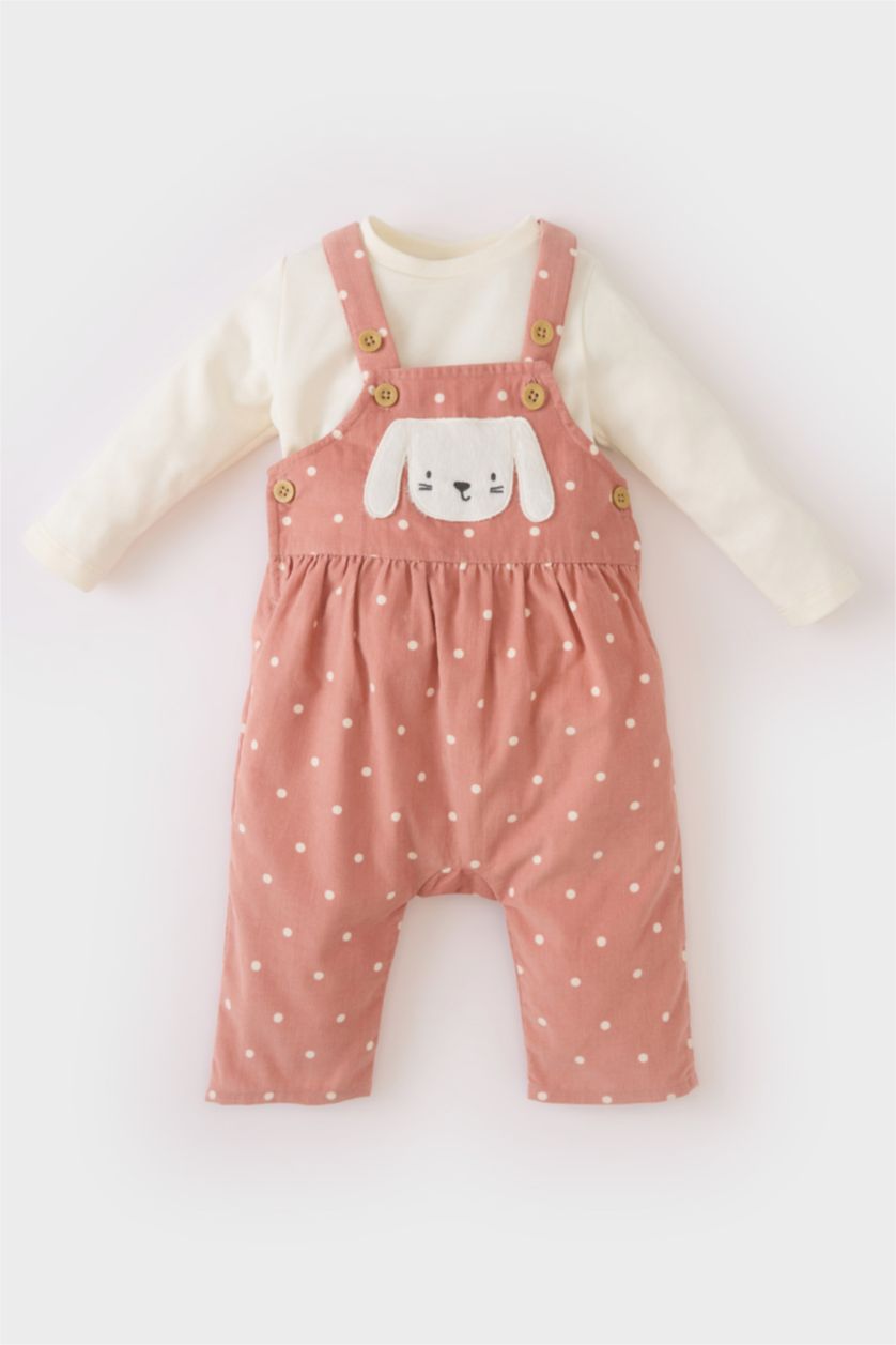 BABY GIRL Rose Baby Girl Long Sleeve Top Overalls 2 Piece Set