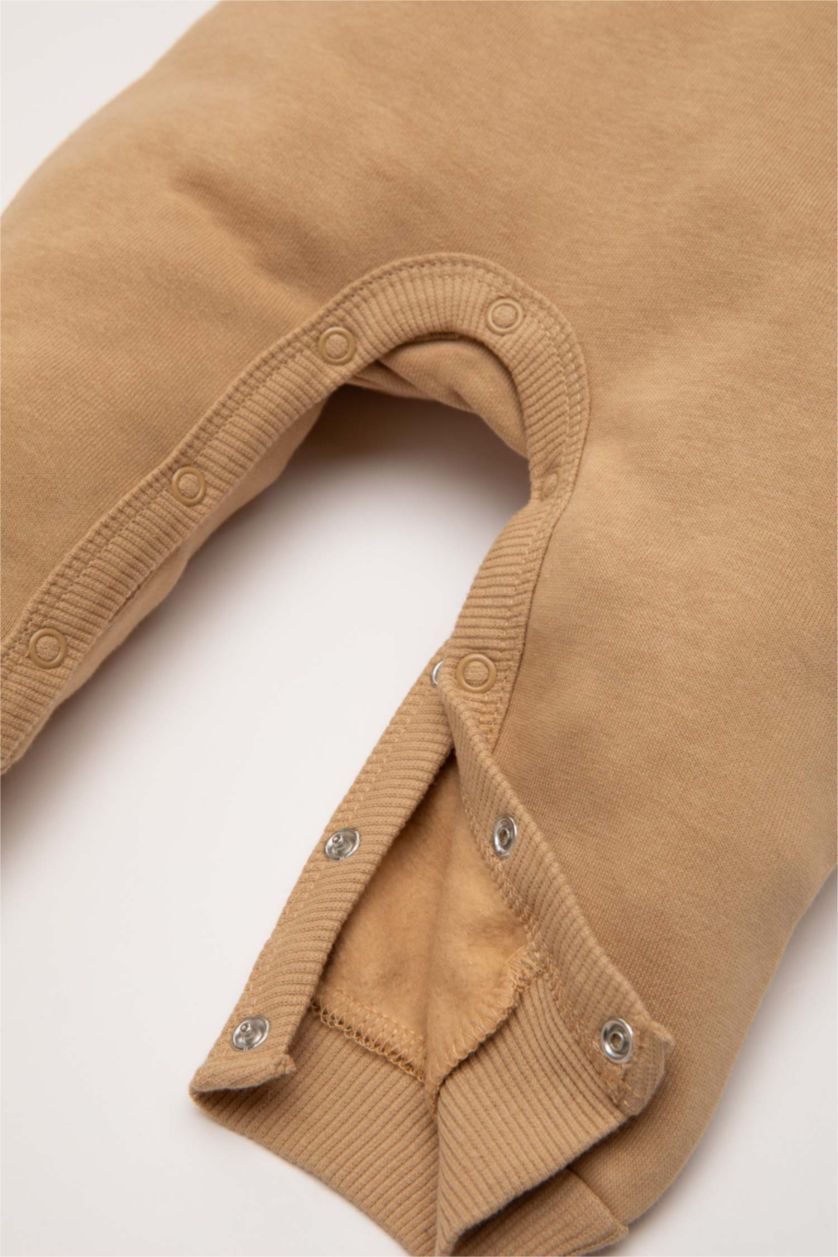 BABY GIRL Camel Thick Sweatshirt Fabric Regular Fit Crew Neck Jumpsuit