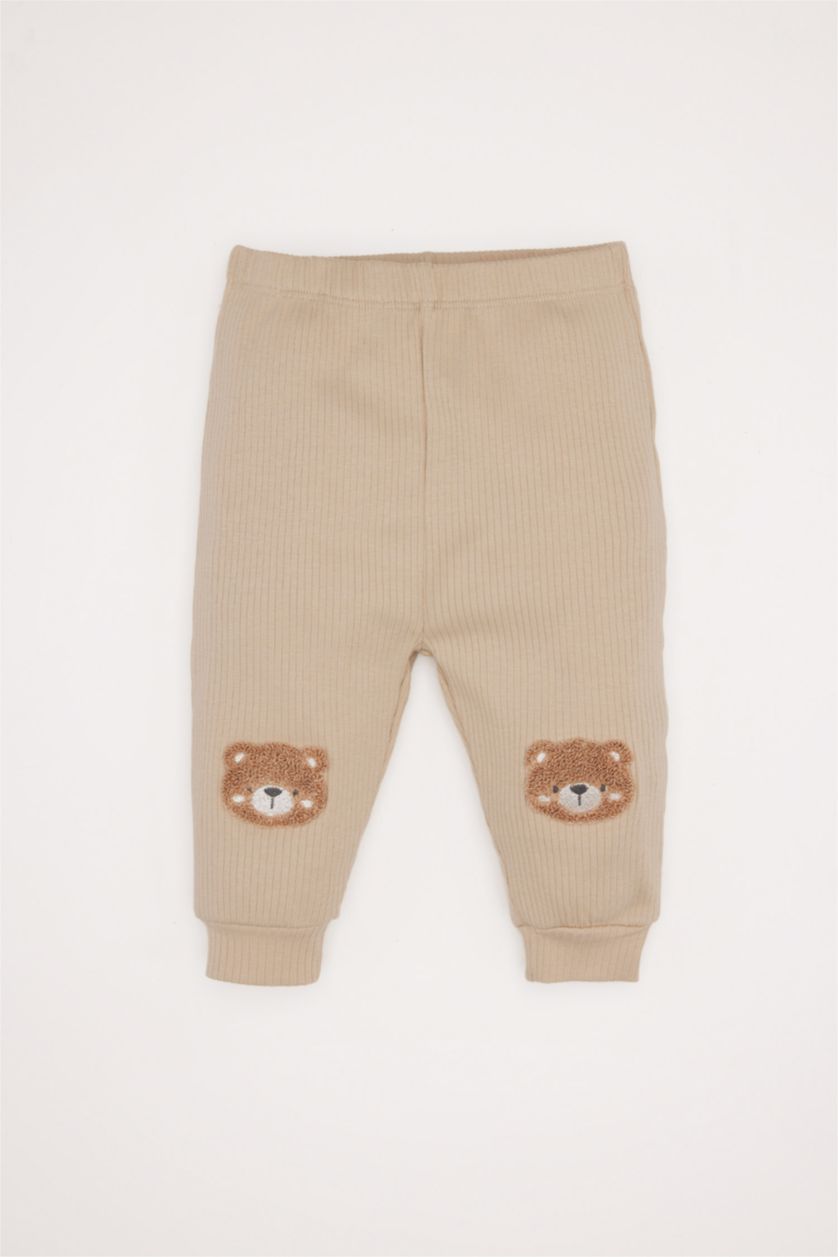 BABY GIRL Ecru Baby Boy Plush Bear Printed T-Shirt Cardigan Bottom 3 Piece Set