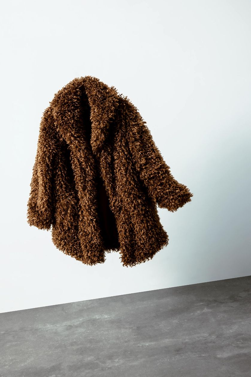 Woman Brown Regular Fit Pocketed Long Faux Fur Jacket