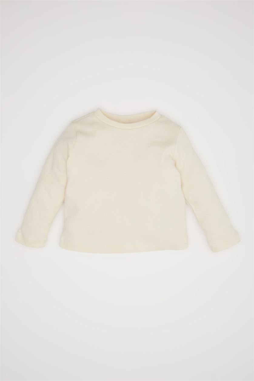 Kız Bebek Vizon 3'li Takım Uzun Kollu Müslin Tişört Puantiyeli Elbise Külotlu Çorap Kız Bebek