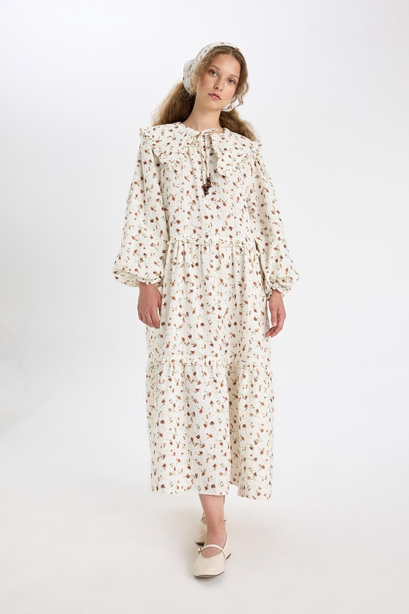 Kadın Ekru Müslin Elbise