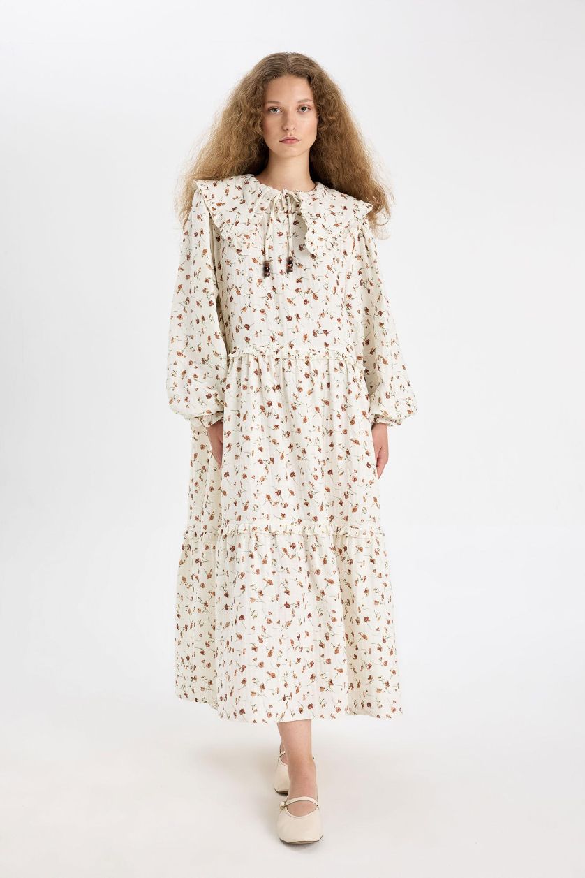 Kadın Ekru Müslin Elbise