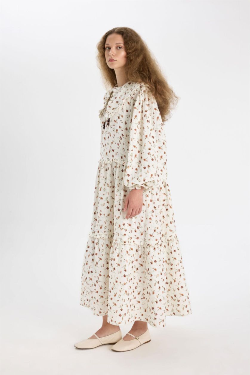 Kadın Ekru Müslin Elbise