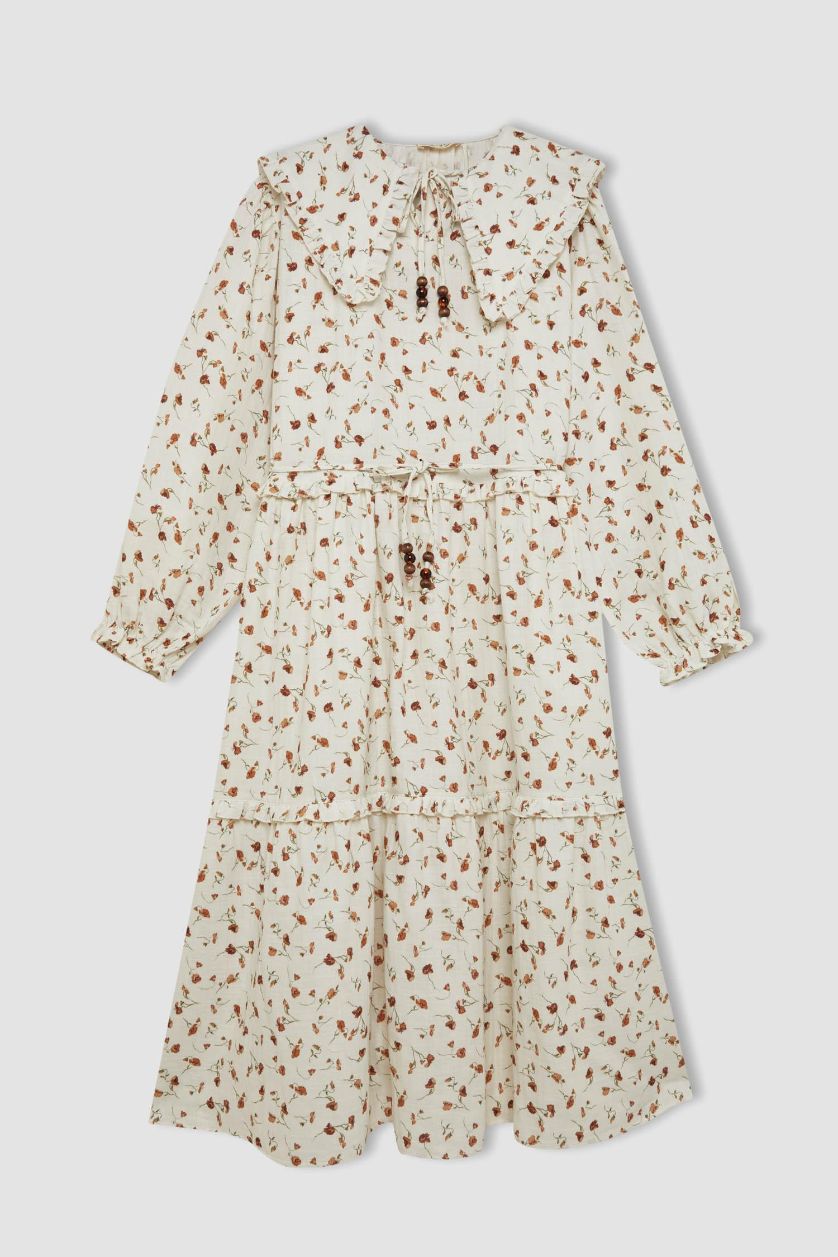 Kadın Ekru Müslin Elbise