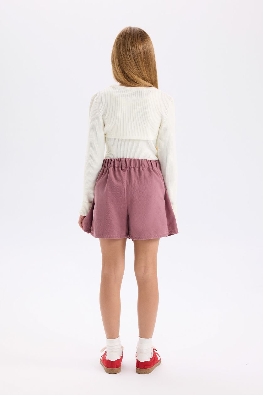 FILLES Bordeaux Jupe short en Gabardine plissée pour fille