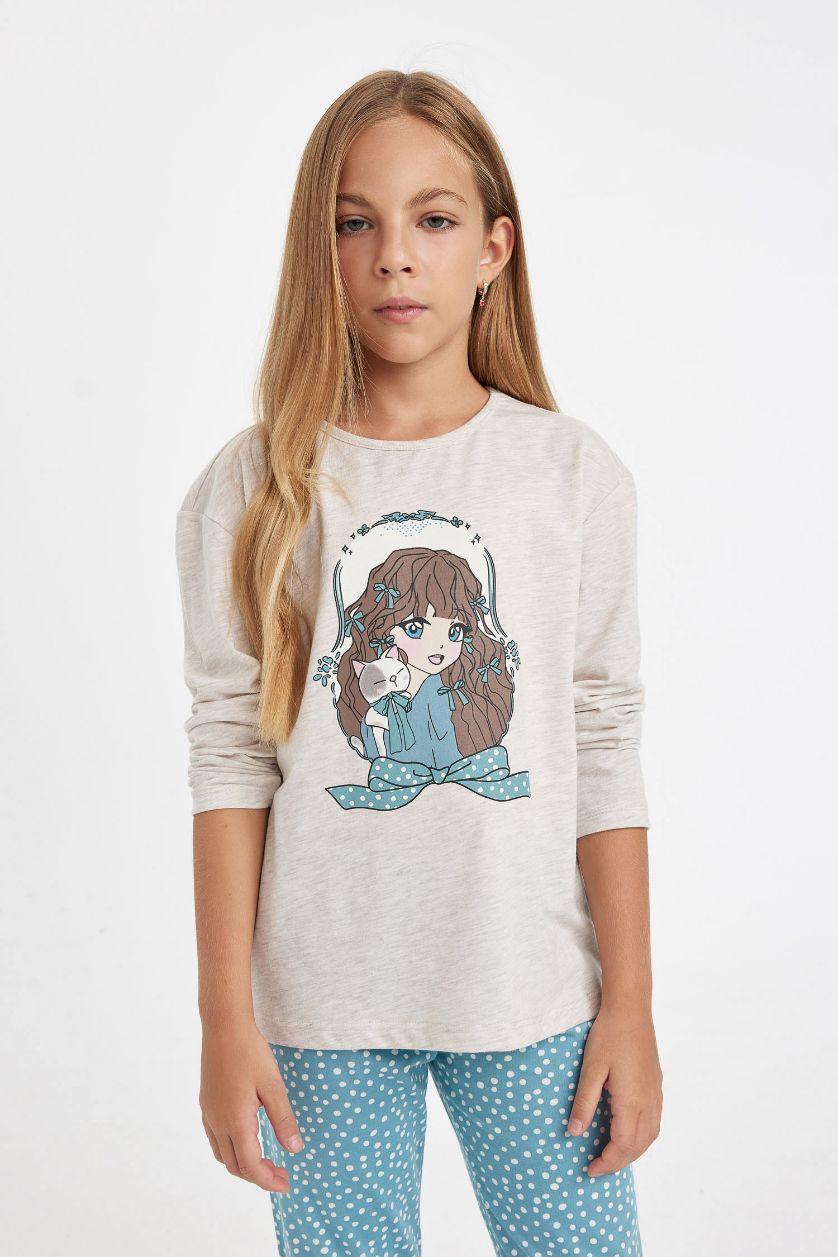 FILLES Beige Ensemble de Pyjama imprimé pour Fille