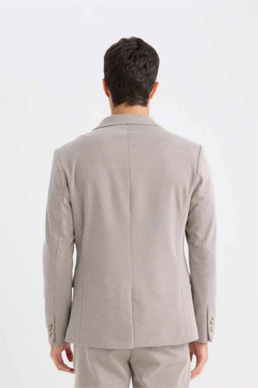 Erkek Taş Slim Fit Dar Kesim Ceket Yaka Düğmeli Blazer Ceket