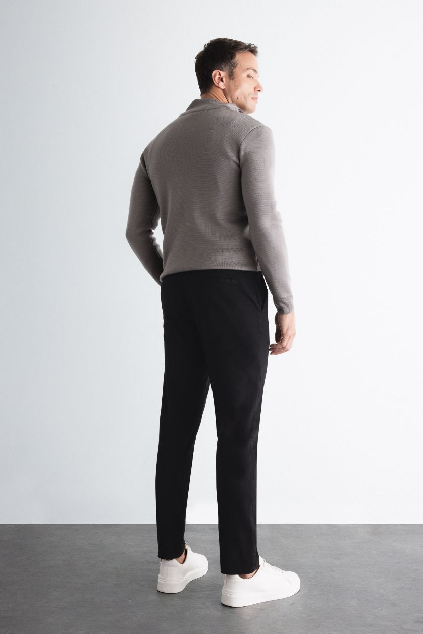 رجالي أسود بنطلون جوجر قطن برجل ضيقة