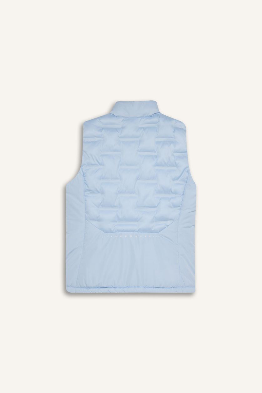 نساء أزرق فاتح يلك نفخ رياضي قصة عادية بجيب مقاوم للماء من DeFactoFit